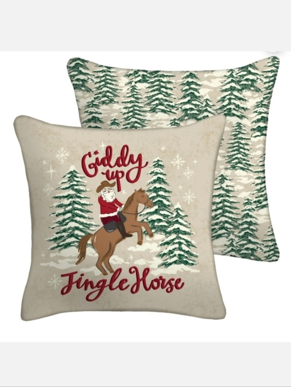 Set Of 3 Outdoor Patio Festive Country Horse Holiday Pillows Christmas Decor NWT
